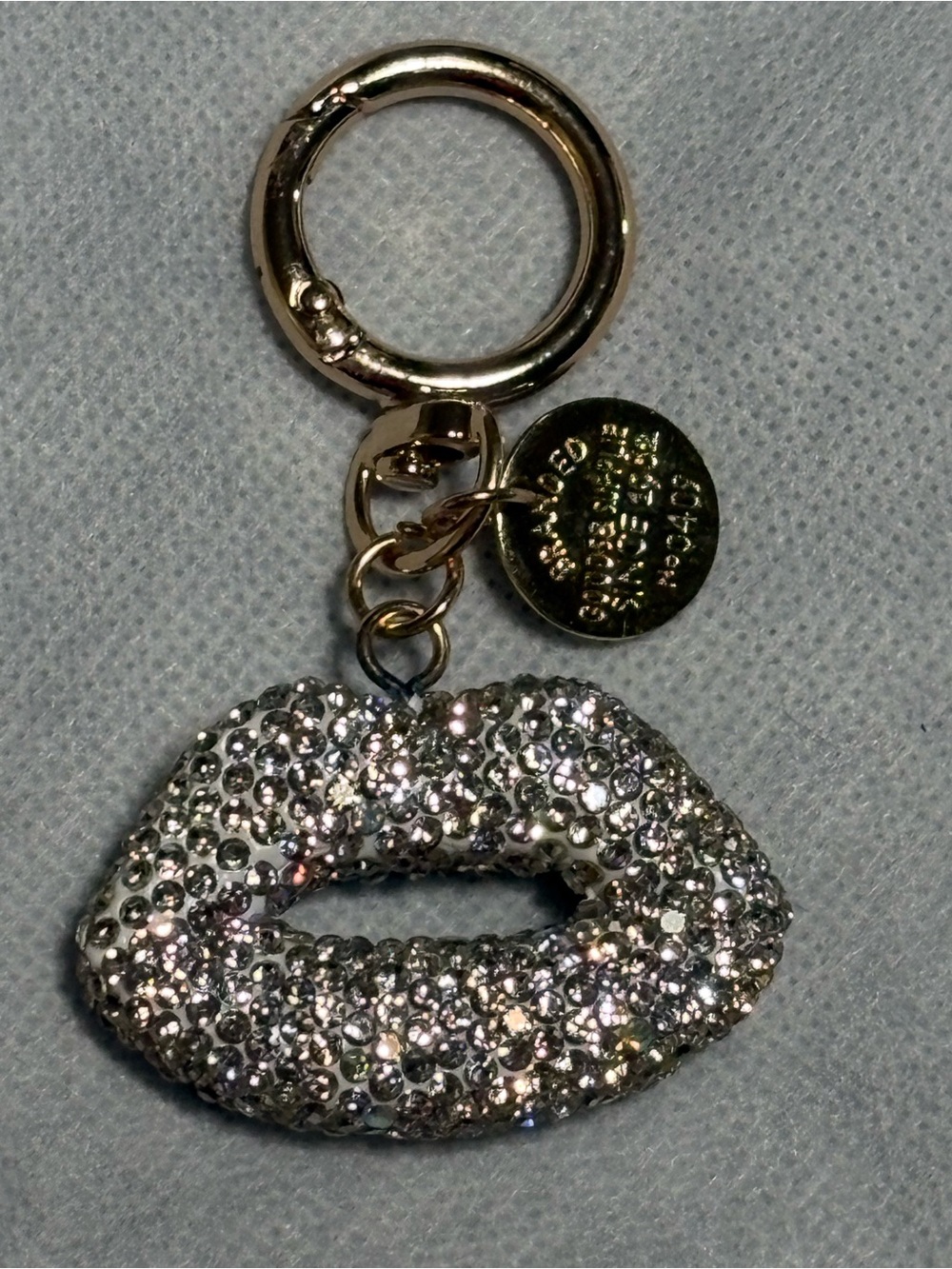 Bag charm/keychain Crystal Pave Lip Charm - Silver & Gold Hardware